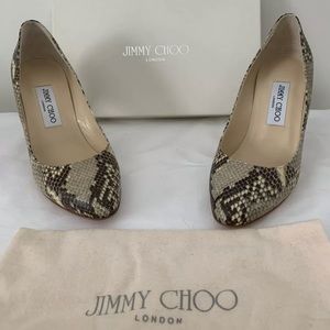Authentic Jimmy Choo London Snake Print - Natural 38